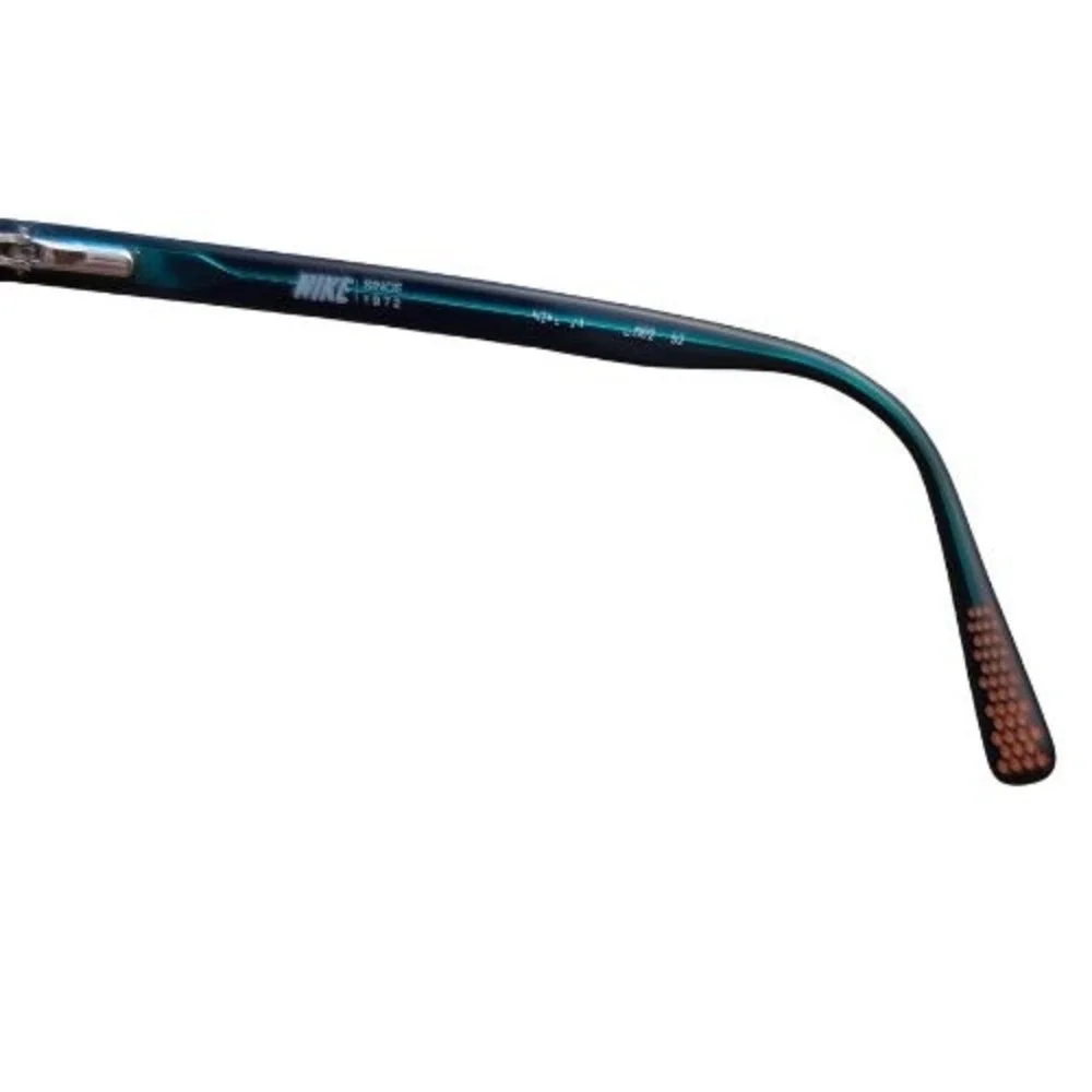 Nike 7090 Black Rectangular‎ Eyeglasses Frames Only Modern Style Green Accents